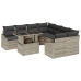 Conjunto de Sofá de Jardín  Set de 9 Beige Ratán, vidrio, tela