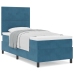 Cama de muelles con colchón  Azul oscuro Individual Terciopelo
