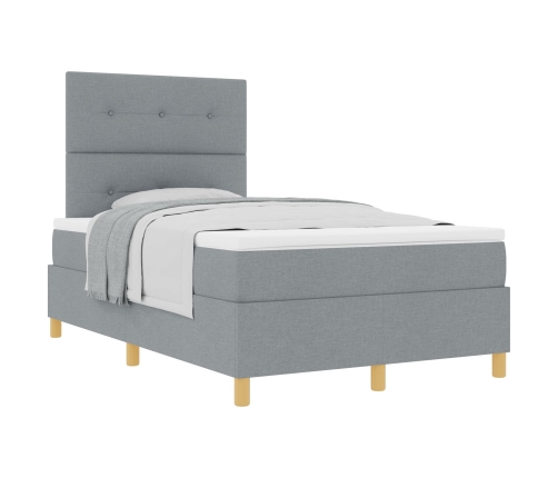 Cama con Sommier y Colchón  Gris Claro 120x200 cm Tela