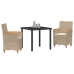 Juego de Comedor de Jardín de  de 3 Piezas con Cojines Beige Poliratán
