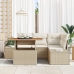 Conjunto de Comedor de Jardín de 5 Piezas con Cojines Beige Ratán Poliéster Acacia