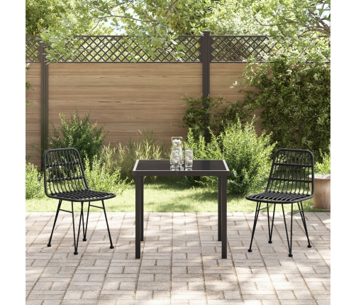 Conjunto de Comedor de Jardín de 3 Piezas  Ratán Poli Negro