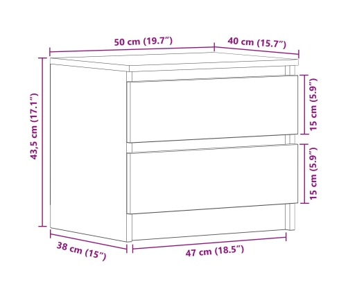 Gabinete de Noche Set de 2 Roble negro Madera engineered Mediano
