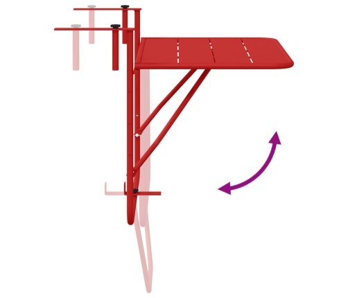 Mesa de balcón plegable  roja 60x40 cm de acero