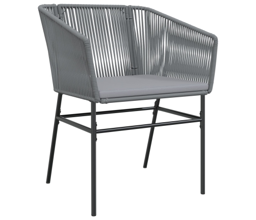 Set de Comedor de Jardín  de 2 Piezas con Cojines Gris Poliratán