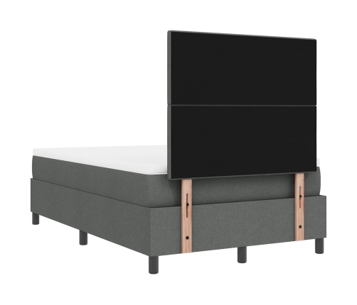 Cama con Somier con Colchón Gris Oscuro 120x200 cm Tela