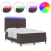 Cama con somier con colchón y LED Marrón oscuro 140x190 cm Tela