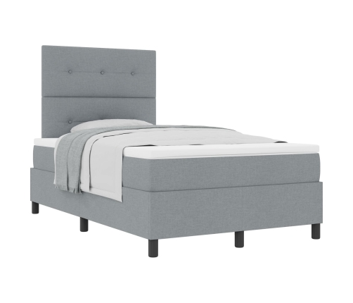 Cama con somier y colchón gris claro 120x200 cm de tela