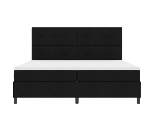 Cama con base de muelles  con colchón y LED Negro 200x200 cm Tela