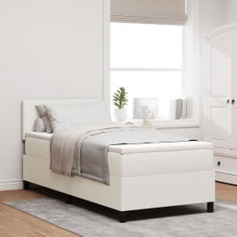 Cama con Somier  con Colchón Crema 100x200 cm Tela de Terciopelo