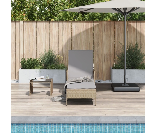 Tumbona Beige y gris claro Ratán PE 157 x 55 x 92 cm Plegable