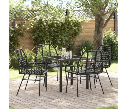 Conjunto de 5 Piezas de Comedor Jardín Negro Poliratán