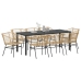 Conjunto de Comedor de Jardín de 9 Piezas Marrón Poliratán