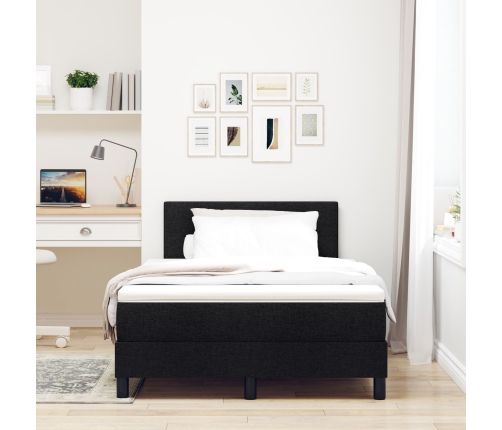 Estructura de Cama  con Colchón Negro y Blanco Tela 120 x 200 cm