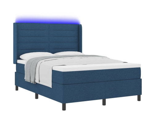 Cama Box Spring  con colchón y LED azul 140x200 cm tela
