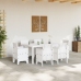 Juego de Comedor de Jardín  de 7 Piezas con Cojines Blanco Poliratán