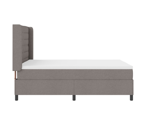 Cama box spring con colchón y LED Taupe 140x200 cm Tela