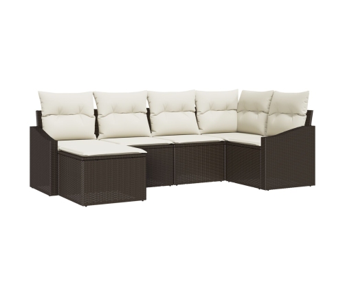 Conjunto de Comedor de Jardín  6 Piezas Marrón Ratán sintético