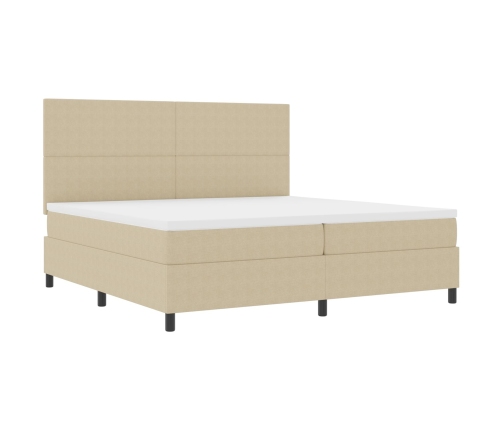 Cama con Somier  con Colchón Beige Claro 200x200 cm Tela de Sarga