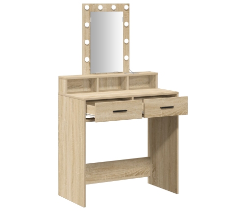 Mesa de Tocador  con Luces LED Sonoma Roble 79x41x140 cm