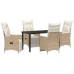 Set de Comedor de Jardín de 5 Piezas con Cojines Beige Poliratán