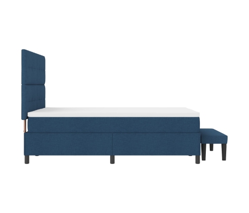 Cama con Somier  con Colchón & Banco Azul 140x190 cm Tela