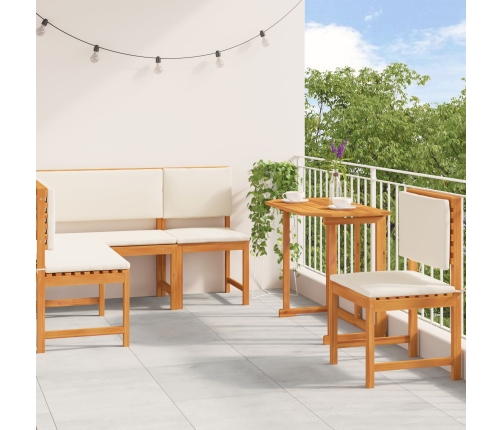 Conjunto de Comedor de Jardín de 4 Piezas  con Cojines - Madera Maciza de Acacia