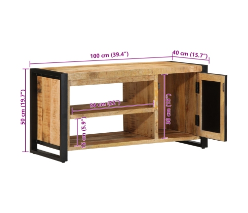 Banco para Zapatos 100x40x50 cm Madera Maciza Rugosa de Mango