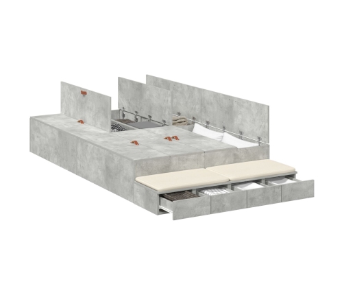 Estructura de Cama con Almacenamiento  Gris Concreto