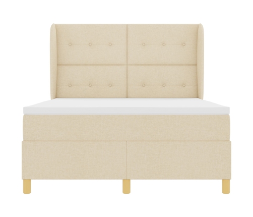 Cama con somier y colchón  Crema 140x190 cm Tela