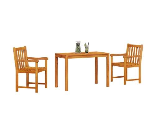 Conjunto de comedor para el jardín de 3 piezas  de madera maciza de acacia