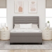 Cama box spring con colchón y LED Taupe 140x200 cm Tela