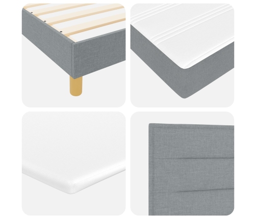 Cama Box Spring con Colchón y Luz LED Gris Claro 120x200 cm Tela