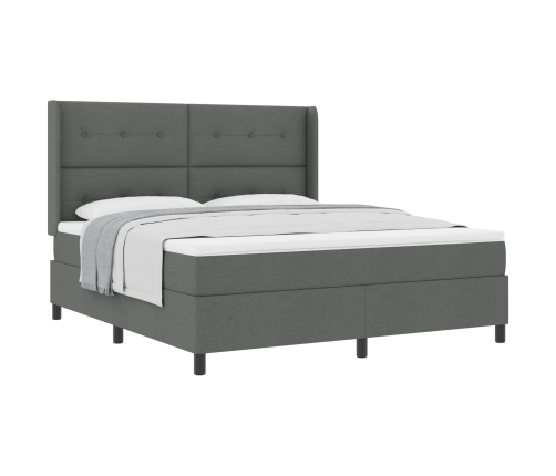 Cama con base caja  y colchón gris oscuro 180x200 cm tela