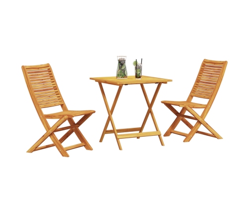 Conjunto de Bistro Plegable de 3 Piezas de Madera Sólida de Acacia de