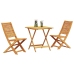 Conjunto de Bistro Plegable de 3 Piezas de Madera Sólida de Acacia de