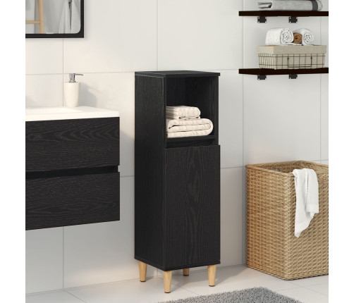 Armario de baño  Negro Roble 30x30x100 cm Madera elaborada