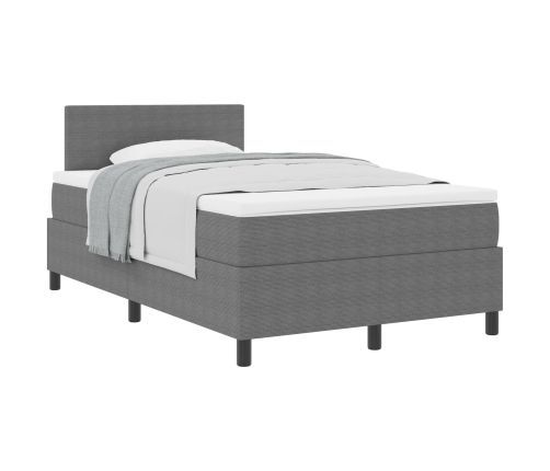 Cama con Box Spring con Colchón Gris Claro 120x200 cm Tela de Pana