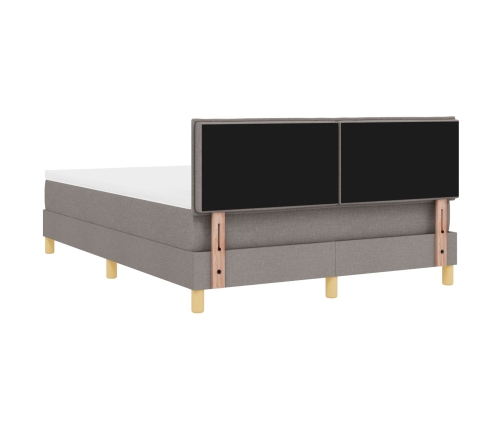 Cama Box Spring  con Colchón y LED Taupe 140x190 cm Tela
