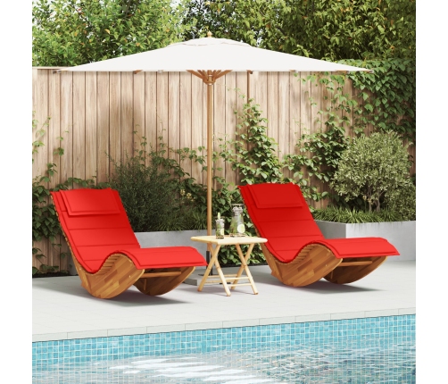 Tumbona Set de 2 Rojo Madera y Tela Estándar Plegable