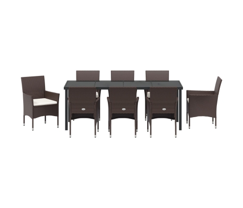 Set de Comedor Jardín  9 Piezas Marrón Poliratán