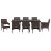 Set de Comedor Jardín  9 Piezas Marrón Poliratán