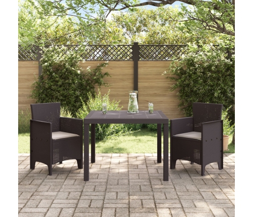 Juego de Comedor de Jardín Set de 3 Marrón Oscuro Polipropileno