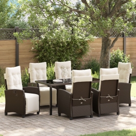 VidaXL Conjunto de comedor de jardín de 7 piezas marrón poliratán