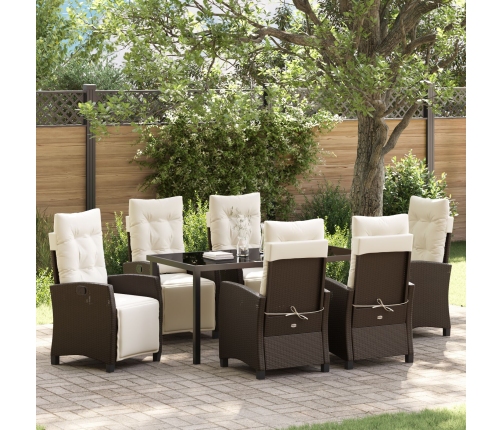 VidaXL Conjunto de comedor de jardín de 7 piezas marrón poliratán