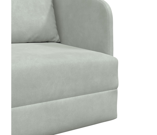 Sofá Cama de Piso 2 en 1 Gris Claro 65x80x83 cm Terciopelo