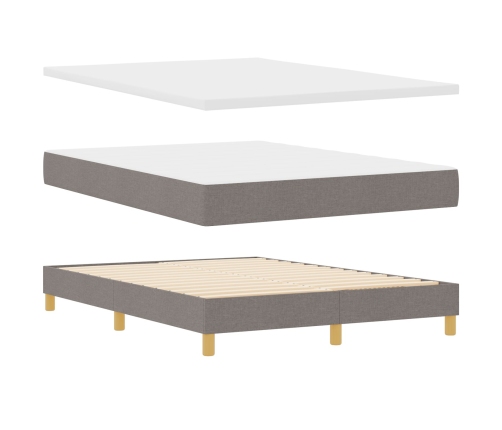 Cama Box Spring  con Colchón y LED Taupe 140x190 cm Tela