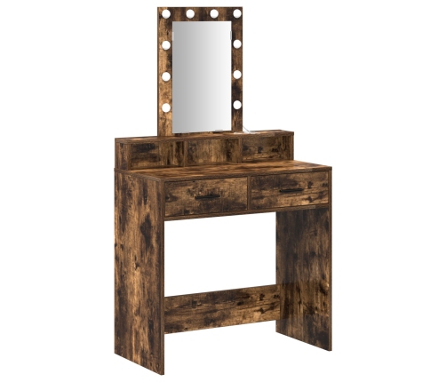 Mesa de tocador  con luces LED en roble ahumado 79x41x140 cm