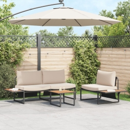 Mesa de café de jardín  marrón 55x55x35 cm DPC y acero