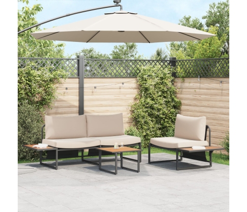 Mesa de café de jardín  marrón 55x55x35 cm DPC y acero